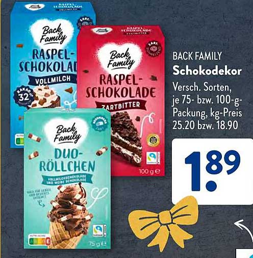BACK FAMILY Schokodekor - Versch. Sorten
