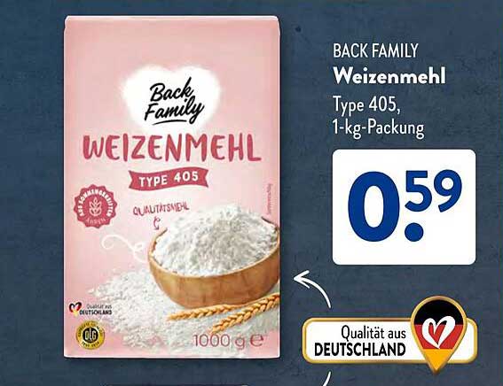 BACK FAMILY Weizenmehl Type 405, 1-kg-Packung