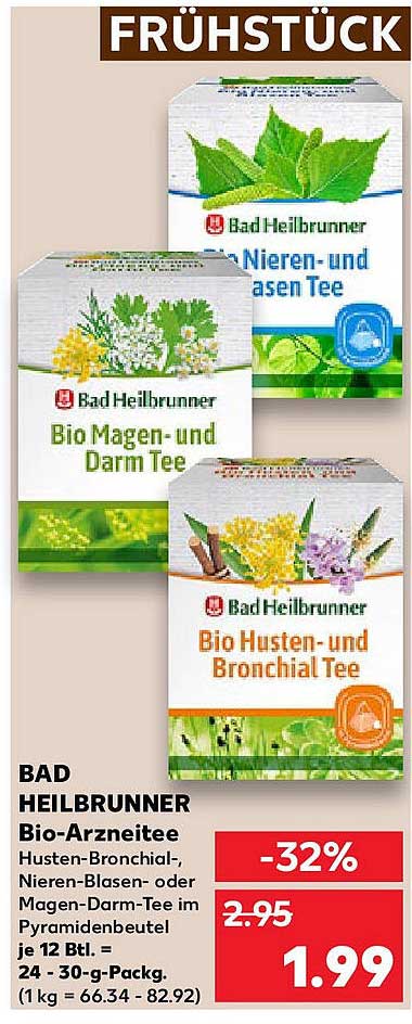 BAD HEILBRUNNER Bio-Arzneitees Husten-Bronchial-, Nieren- und Blasen- oder Magen-Darm-Tee