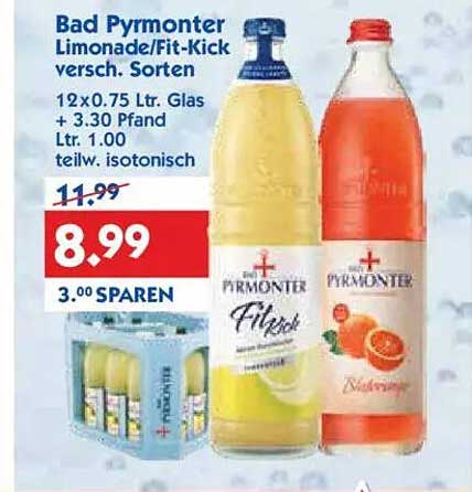 Bad Pyrmonter Limonade/Fit-Kick versch. Sorten 12x0.75 Ltr.