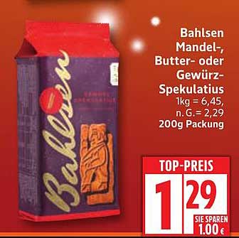Bahlsen Mandel-, Butter- oder Gewürz-Spekulatius 200g