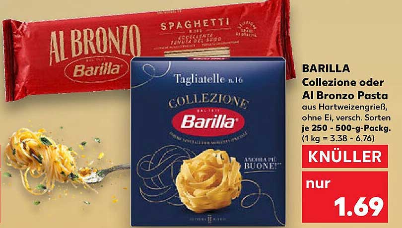 BARILLA Collezione oder Al Bronzo Pasta, 250 - 500 g, nur 1,69 €