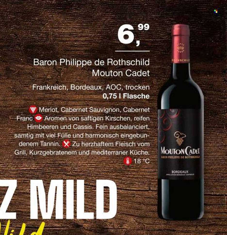 Baron Philippe de Rothschild Mouton Cadet 0,75 l Flasche
