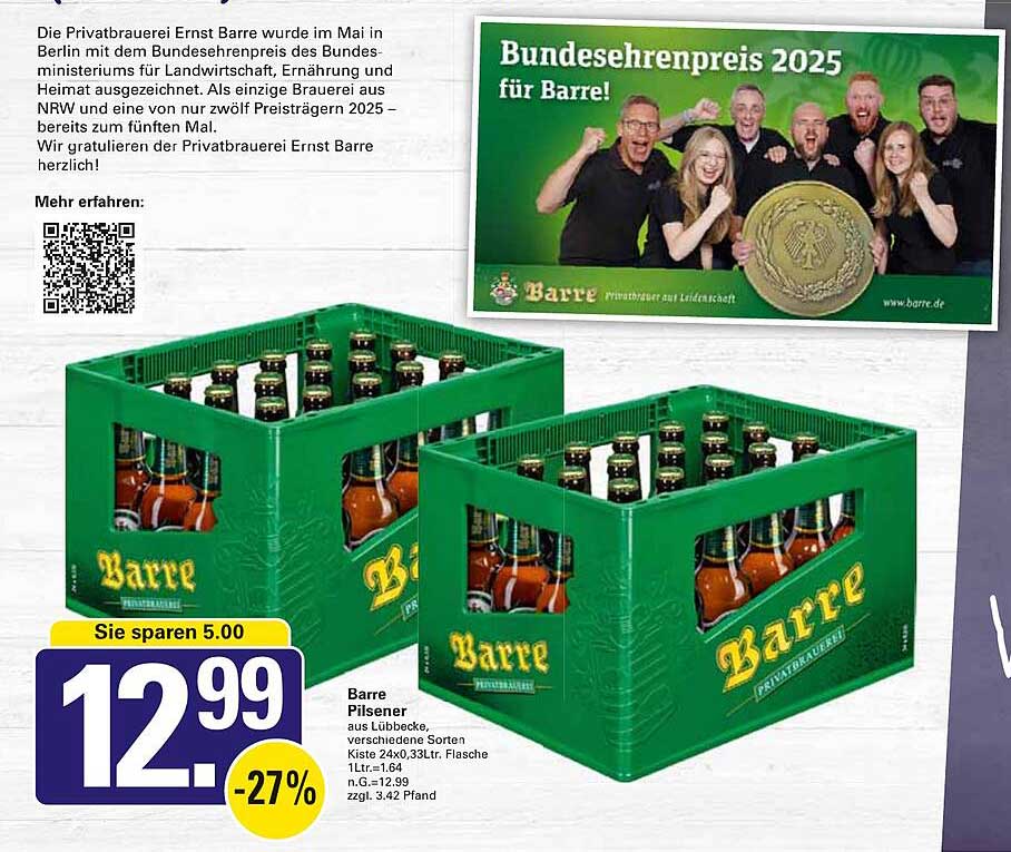Barre Pilsener Kasten 24x0,33 Ltr.