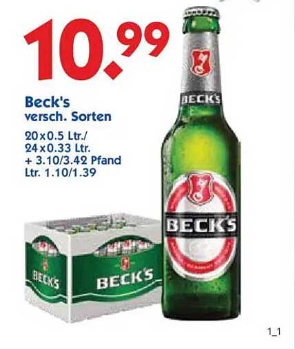 Beck's Bier 20x0,5 L und 24x0,33 L - Verschiedene Sorten