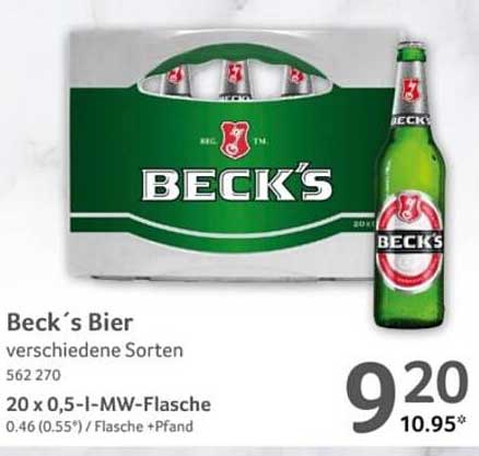 Beck's Bier verschiedene Sorten - 20 x 0,5-l-MW-Flasche