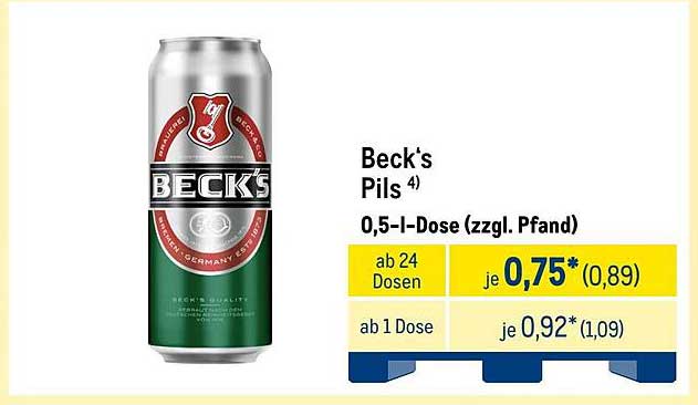 Beck's Pils 0,5 l Dose (zzgl. Pfand)
