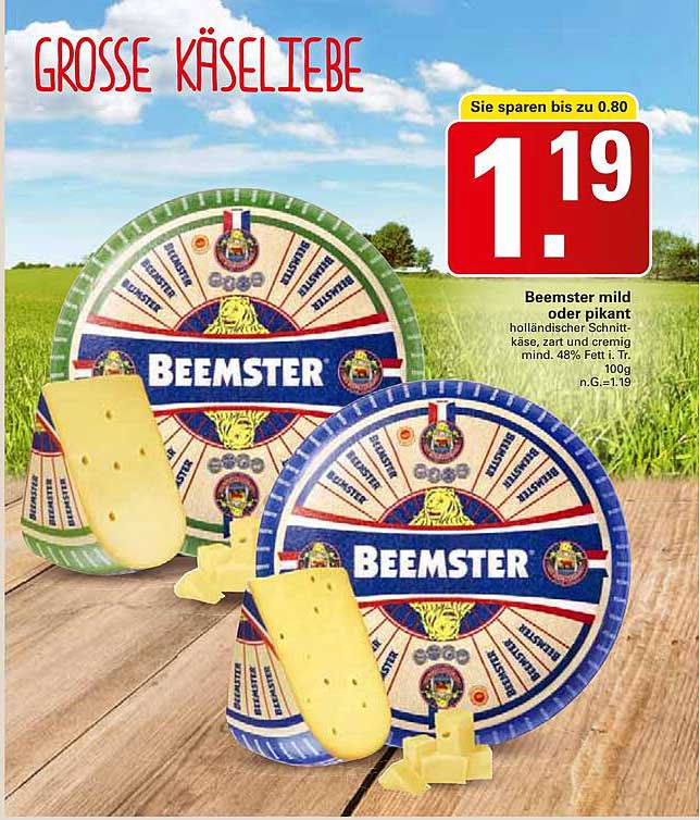 Beemster mild oder pikant holländischer Schnittkäse