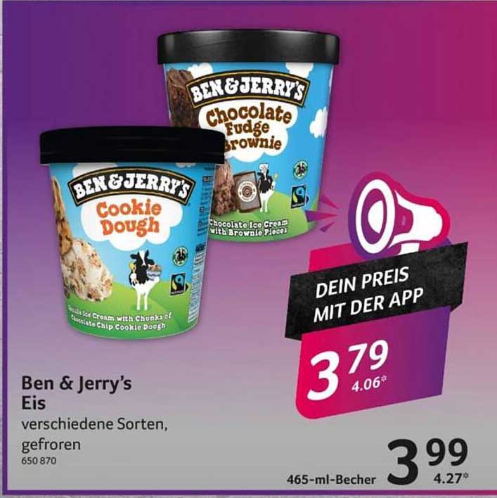 Ben & Jerry's Eis verschiedene Sorten, gefroren