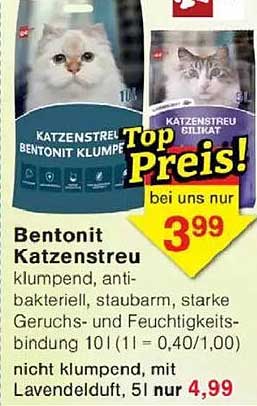 Bentonit Katzenstreu klumpend - Top Preis!