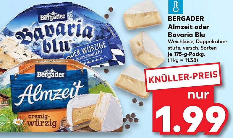 Bergader Almzeit oder Bavaria Blu - Weichkäse Doppelrahmstufe