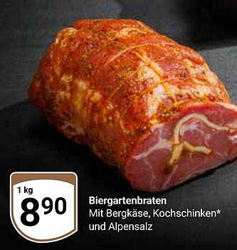 Biergartenbraten mit Bergkäse, Kochschinken und Alpensalz