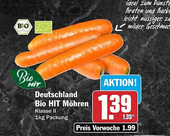 Bio HIT Möhren 1kg Packung - Aktion!