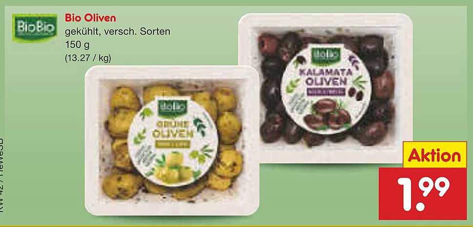 Bio Oliven, gekühlt, verschiedene Sorten 150 g
