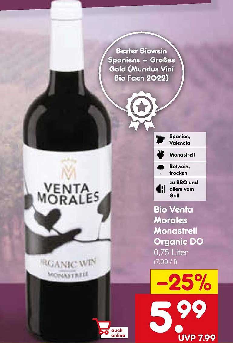 Bio Venta Morales Monastrell Organic DO – 0,75 Liter
