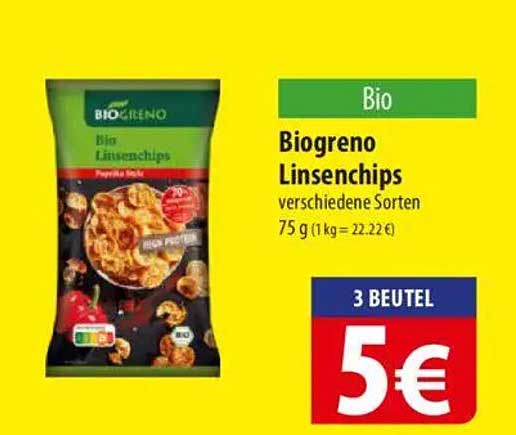 Biogreno Linsenchips verschiedene Sorten 75 g