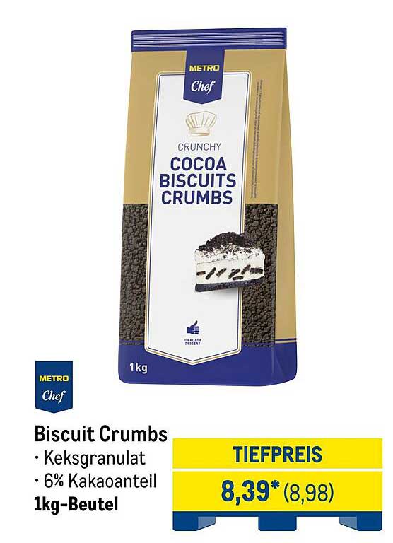 Biscuit Crumbs - Keksgranulat mit 6% Kakaoanteil (1kg-Beutel)