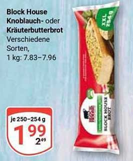 Block House Knoblauch- oder Kräuterbutterbrot 250-254 g