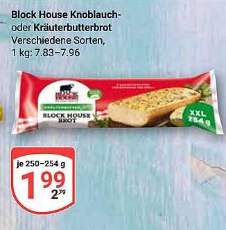 Block House Knoblauch- oder Kräuterbutterbrot, 254 g