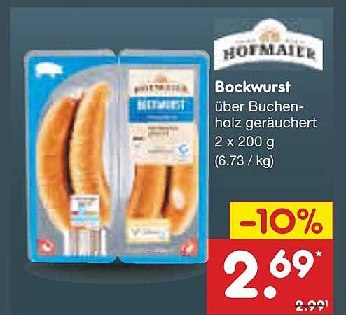 Bockwurst über Buchenholz geräuchert 2 x 200 g