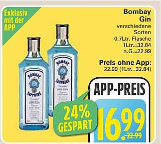 Bombay Gin 0,7L Flasche - 24% gespart!