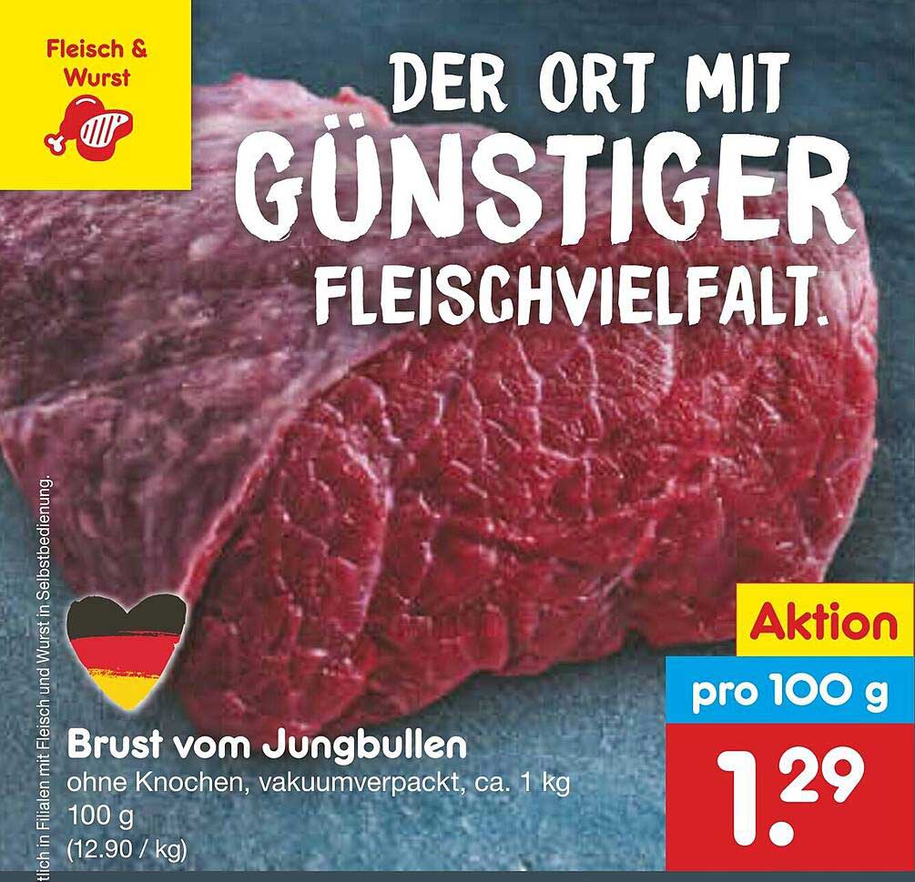 Brust vom Jungbullen - ohne Knochen, vakuumverpackt, ca. 1 kg