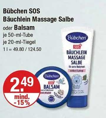 Bübchen SOS Bäuchlein Massage Salbe oder Balsam je 50-ml-Tube oder je 20-ml-Tiegel