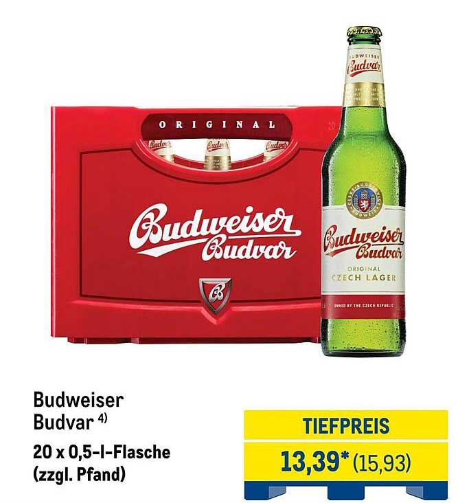 Budweiser Budvar 20 x 0,5 l-Flasche (zzgl. Pfand)