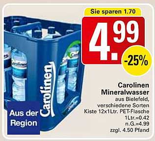 Carolinien Mineralwasser 12x1,0L PET-Flasche