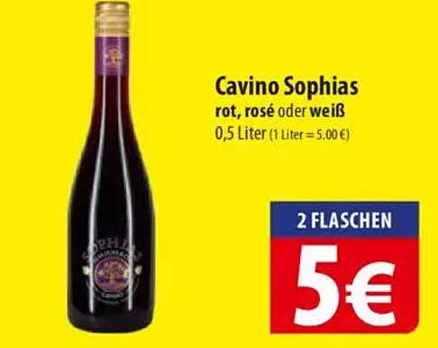 Cavino Sophias rot, rosé oder weiß - 2 Flaschen für nur 5 €!