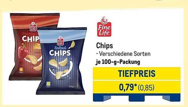 Chips - verschiedene Sorten von Fine Life, je 100-g-Packung