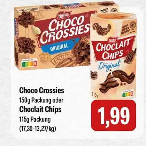 Choco Crossies 150g Packung oder Chocolait Chips 115g Packung