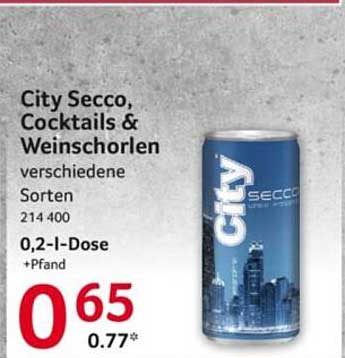 City Secco, Cocktails & Weinschorlen verschiedene Sorten