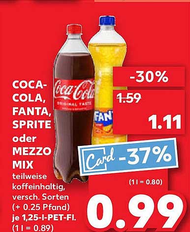 Coca-Cola, FANTA, SPRITE oder MEZZO MIX - Teilweise koffeinhaltig