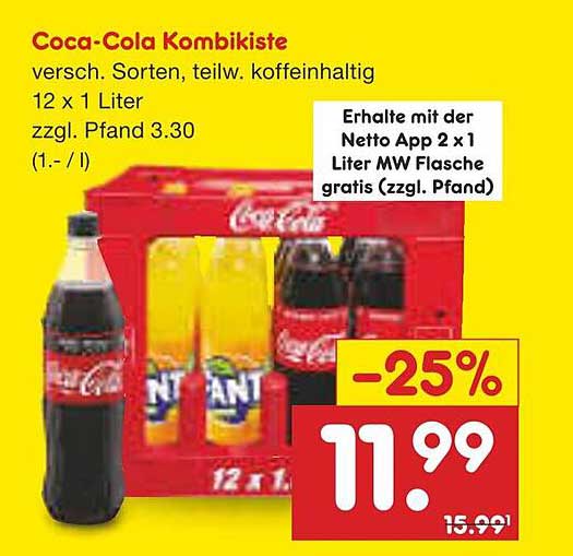 Coca-Cola Kombikiste 12 x 1 Liter