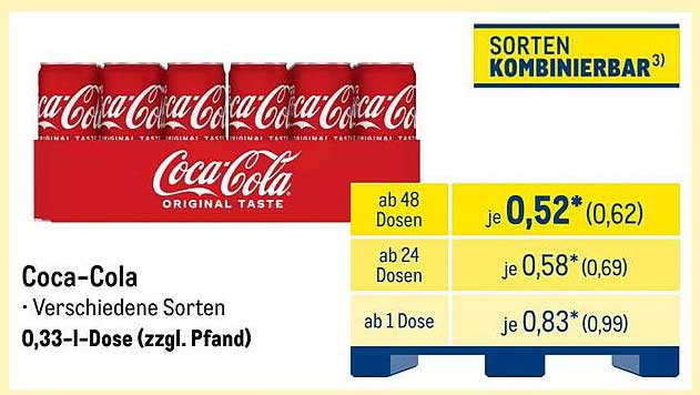 Coca-Cola - Verschiedene Sorten 0,33-l-Dose (zzgl. Pfand)