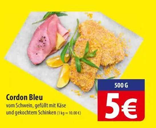 Cordon Bleu vom Schwein, gefüllt mit Käse und gekocht mit Schinken