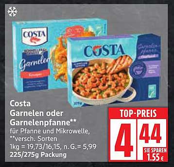 Costa Garnelen oder Garnelenpfanne für Pfanne und Mikrowelle