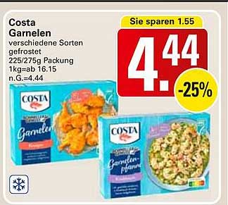Costa Garnelen - Verschiedene Sorten, gefrostet