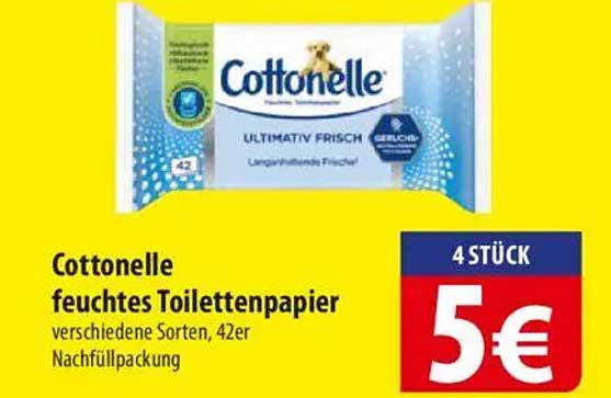 Cottonelle feuchtes Toilettenpapier 4 Stück für 5€