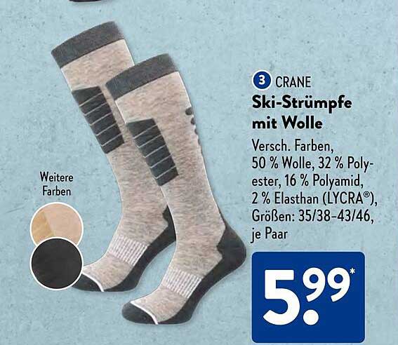 CRANE Ski-Strümpfe mit Wolle