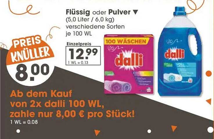 Dalli Waschmittel - Flüssig oder Pulver 5,0 Liter / 6,0 kg