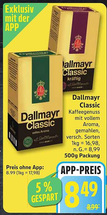 Dallmayr Classic Kaffee 500g Packung