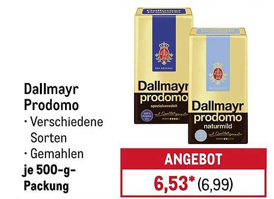 Dallmayr Prodomo – Verschiedene Sorten Gemahlen je 500-g-Packung