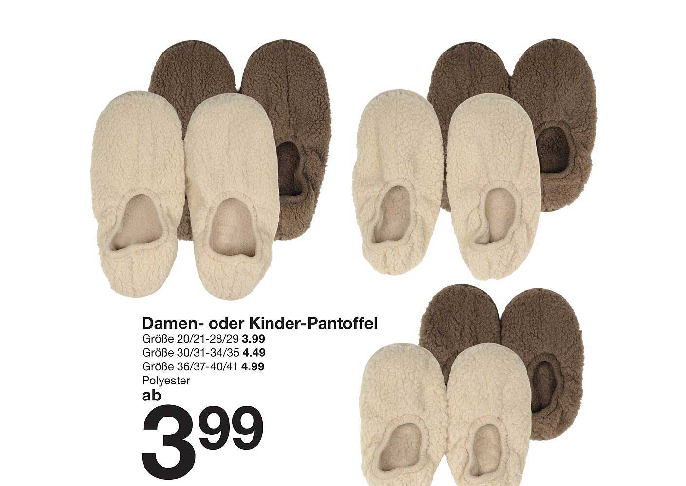Damen- oder Kinder-Pantoffel ab 3,99
