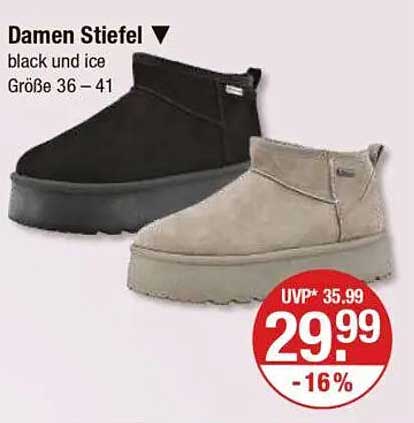 Damen Stiefel in black und ice - Größe 36 – 41