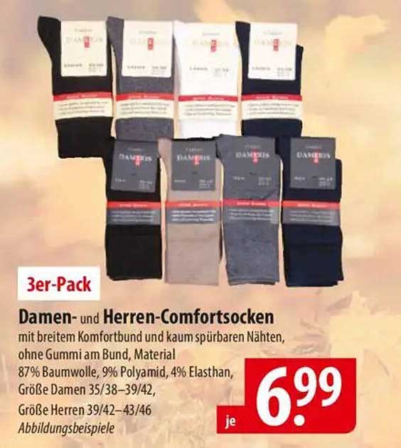 Damen- und Herren-Comfortsocken 3er-Pack
