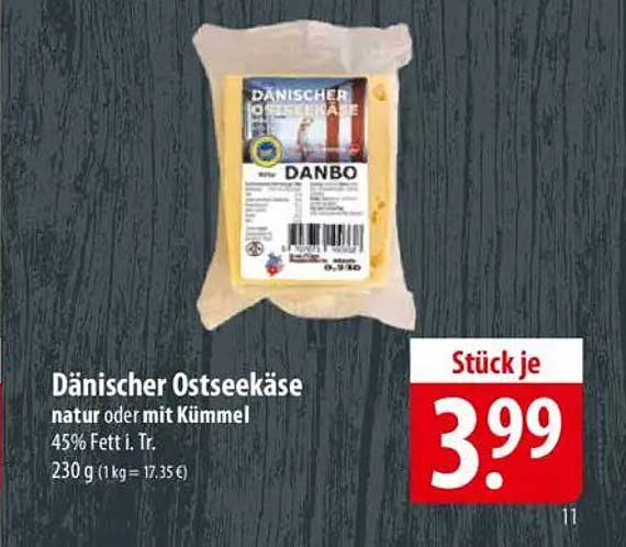 Dänischer Ostseekäse natur oder mit Kümmel