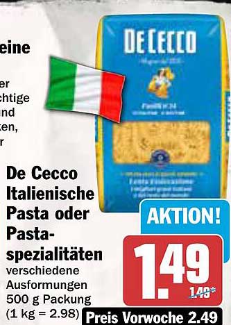 De Cecco Italienische Pasta oder Pasta-Spezialitäten - 500 g