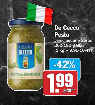 De Cecco Pesto verschiedene Sorten 200-190 g Glas